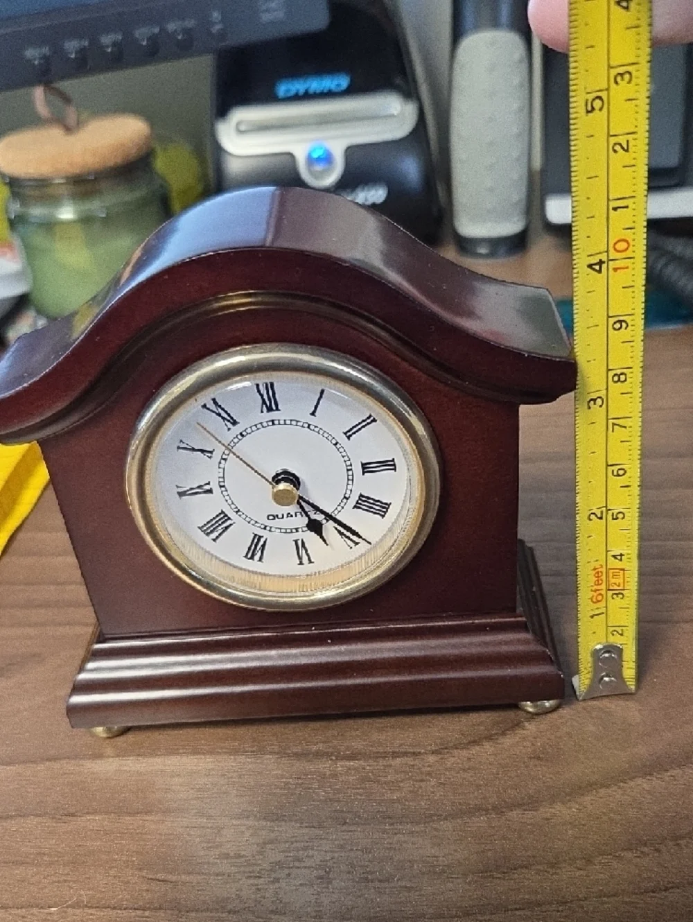 Bombay Mahogany wood Mantel Clock with White Roman Dial